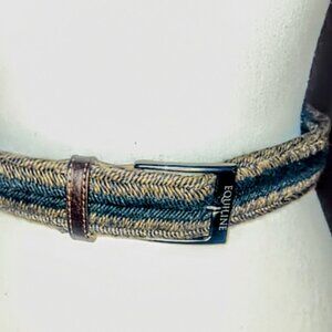 Equiline Mermaid Belt Woven Navy and Tan 90 cm EUC